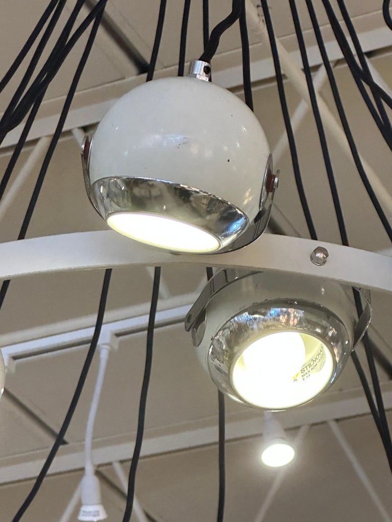 Extremely Rare Stilnovo Articulating Globe 18-Light Chandelier