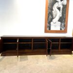 Long French Mid-Century Lattice Front Sideboard/ Cabinet