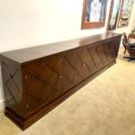 Long French Mid-Century Lattice Front Sideboard/ Cabinet