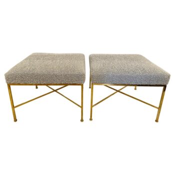 Paul McCobb "X" Base Brass Stools, Pair