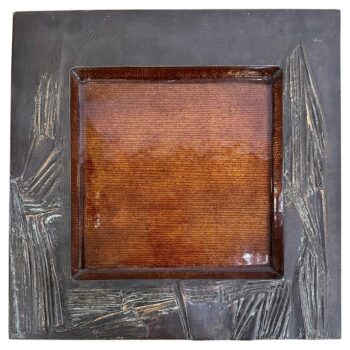 Modernist Large Square Bowl Sculpture, Signed Del Campo - Italy