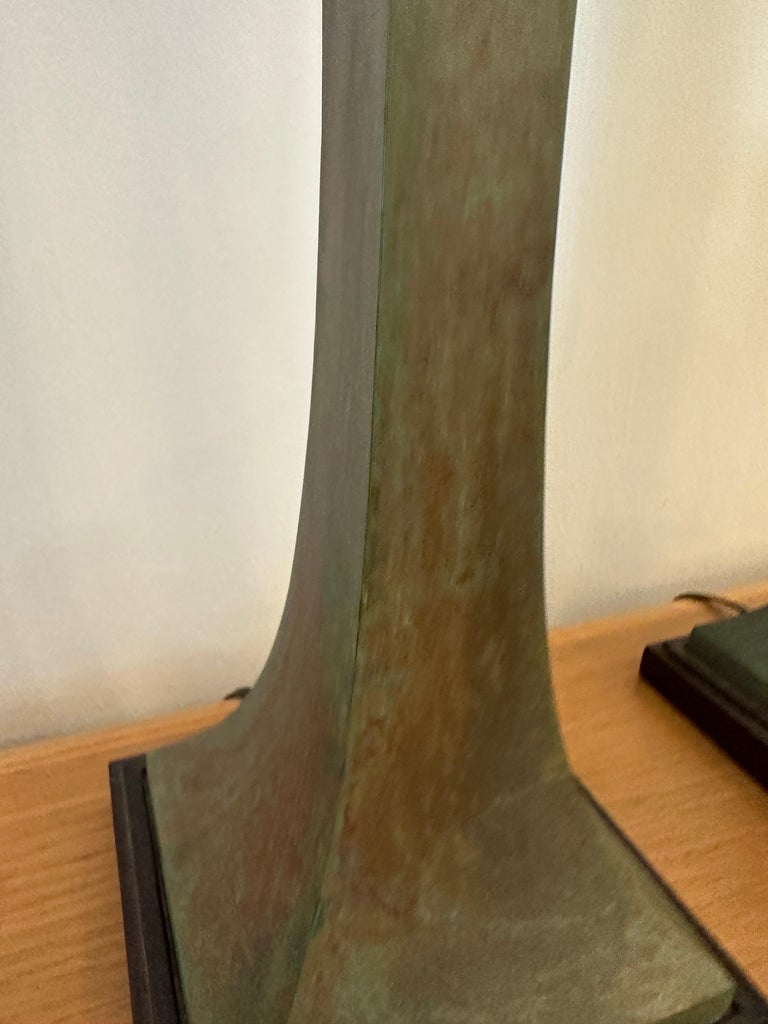 Pair of Stewart Ross James Verdigris Bronze Table Lamps for Hansen