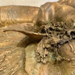 Ellen Brenner Bronze Sculptural Platter w/ Bronze Orchid Adornments (Signed)