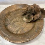 Ellen Brenner Bronze Sculptural Platter w/ Bronze Orchid Adornments (Signed)
