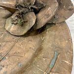 Ellen Brenner Bronze Sculptural Platter w/ Bronze Orchid Adornments (Signed)