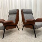 Pair of Alba Stitched Leather Lounge Chairs by Gustavo Pulitzer for Arflex