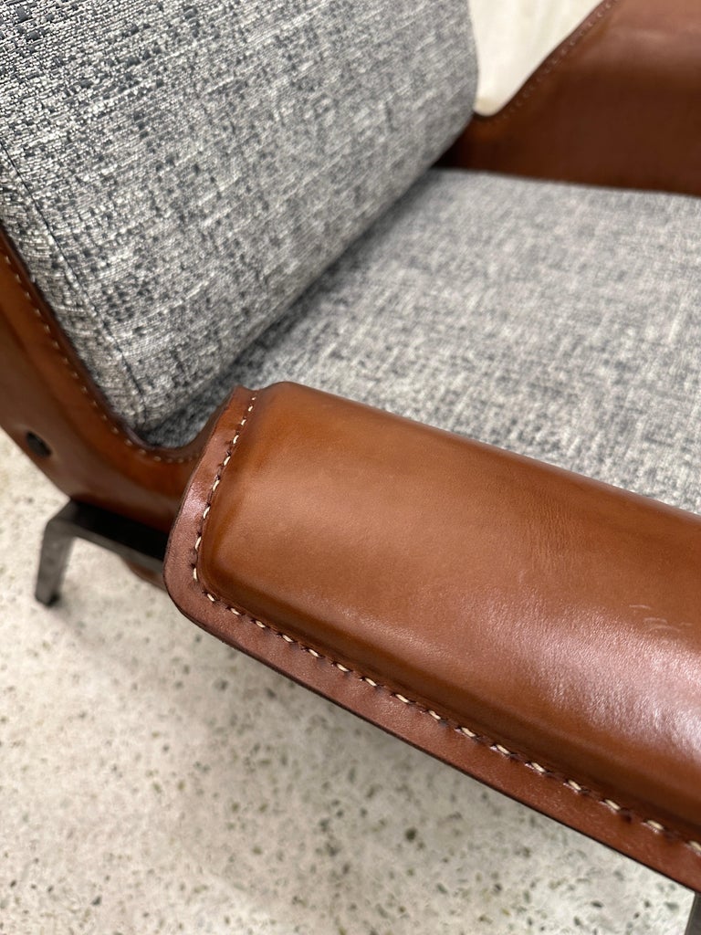 Pair of Alba Stitched Leather Lounge Chairs by Gustavo Pulitzer for Arflex