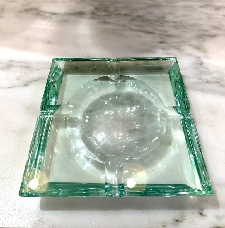 Midcentury Crystal Glass Ashtray/ Vide-Poche by Fontana Arte