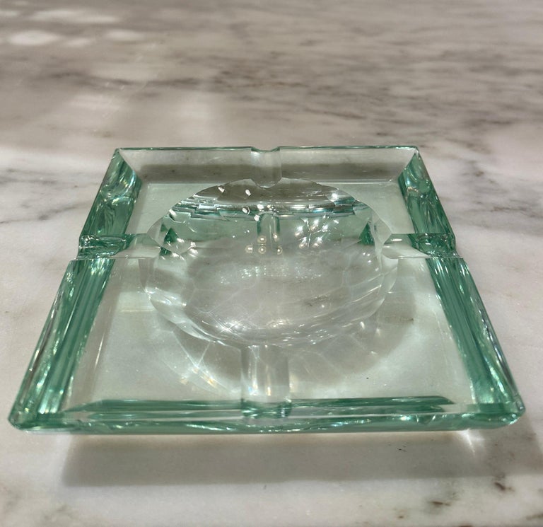 Midcentury Crystal Glass Ashtray/ Vide-Poche by Fontana Arte