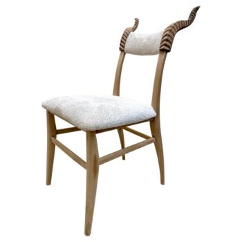 Chic French Carved Wood Horn Finial Desk Chair/ Accent Chair