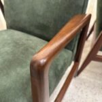 Original Vintage Jens Risom Armchairs in Green Suede w/ Label, PAIR