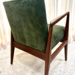 Original Vintage Jens Risom Armchairs in Green Suede w/ Label, PAIR