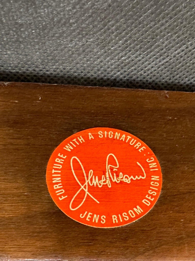 Original Vintage Jens Risom Armchairs in Green Suede w/ Label, PAIR