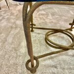 Rare Emilio Rey Gilded Metal & Scalloped Glass Top Side Table, Spain 70's