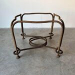 Rare Emilio Rey Gilded Metal & Scalloped Glass Top Side Table, Spain 70's