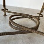 Rare Emilio Rey Gilded Metal & Scalloped Glass Top Side Table, Spain 70's