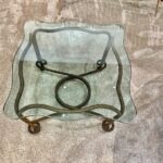 Rare Emilio Rey Gilded Metal & Scalloped Glass Top Side Table, Spain 70's