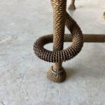 Rare Emilio Rey Gilded Metal & Scalloped Glass Top Side Table, Spain 70's