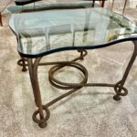Rare Emilio Rey Gilded Metal & Scalloped Glass Top Side Table, Spain 70's