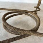 Rare Emilio Rey Gilded Metal & Scalloped Glass Top Side Table, Spain 70's