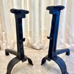 Massive Pair of Wrought Iron 18th Century Fire Dogs/ Andirons