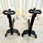 Massive Pair of Wrought Iron 18th Century Fire Dogs/ Andirons