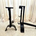 Massive Pair of Wrought Iron 18th Century Fire Dogs/ Andirons