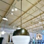 Bronze and White Murano Glass Globe Pendants (THREE available)