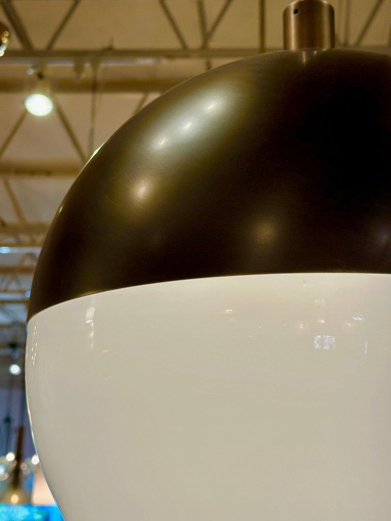 Bronze and White Murano Glass Globe Pendants (THREE available)