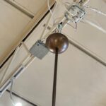 Bronze and White Murano Glass Globe Pendants (THREE available)