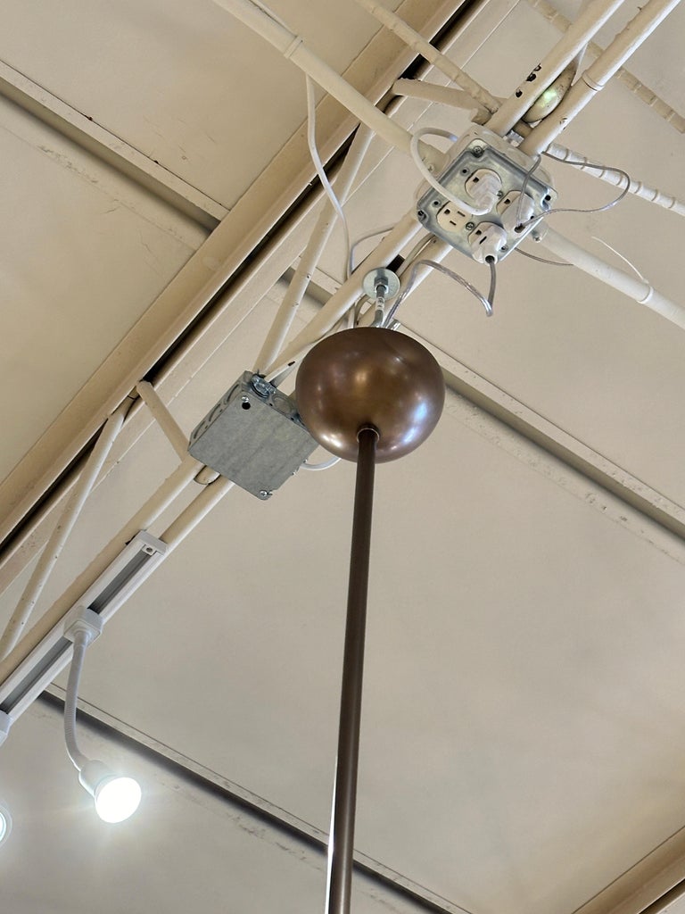 Bronze and White Murano Glass Globe Pendants (THREE available)