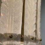 Overscale Deco Italian Murano Glass Opaline and Gold Chandeliers - Two Available