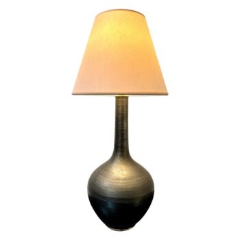 French Black Ceramic Lamp by Jean Marais SIGNED