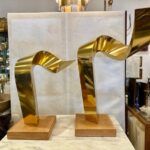 Pair of Jean-Claude Hug Mounted Brass Sculptures - SIGNED