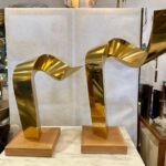 Pair of Jean-Claude Hug Mounted Brass Sculptures - SIGNED