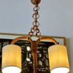 1950's Rope Chandelier by French Designers Adrien Audoux and Frida Minet