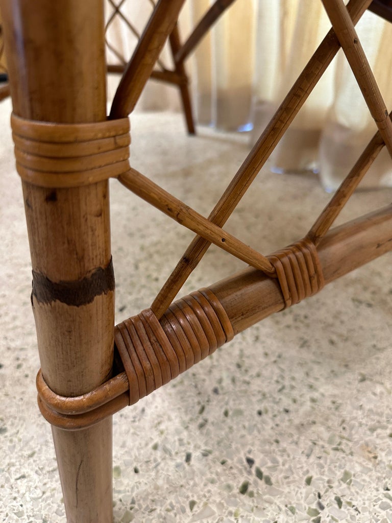 French Bamboo Desk + Chair Attributed to Louis Sognot