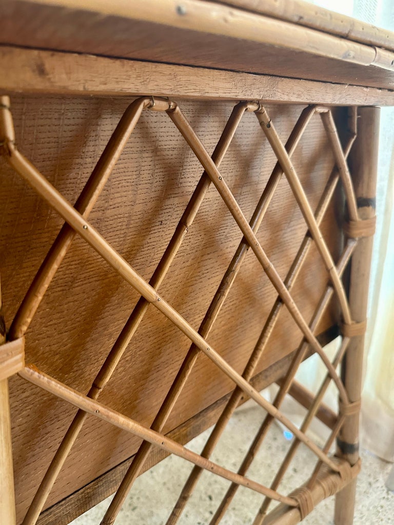 French Bamboo Desk + Chair Attributed to Louis Sognot