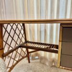 French Bamboo Desk + Chair Attributed to Louis Sognot