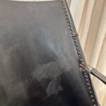 Pair of French Campaign-Style Leather Folding Chairs with Faux-Bamboo Frames