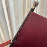 Pair of French Campaign-Style Leather Folding Chairs with Faux-Bamboo Frames