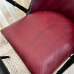 Pair of French Campaign-Style Leather Folding Chairs with Faux-Bamboo Frames