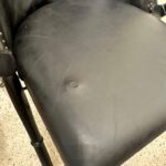 Pair of French Campaign-Style Leather Folding Chairs with Faux-Bamboo Frames