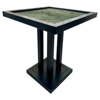 Secession Style Vintage Ebonized Oak & Green Suede Game Table
