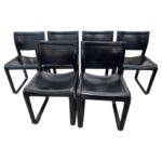 Tito Agnoli "Sistina" Leather Strap Set of Six (6) Chairs for Matteo Grassi