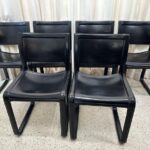 Tito Agnoli "Sistina" Leather Strap Set of Six (6) Chairs for Matteo Grassi