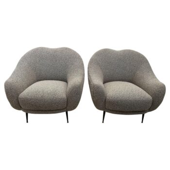 Pair of Vintage Italian Armchairs in Highly Sculptural Design