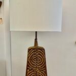 Heavy Ceramic Textural Trapezoidal Table Lamp, 1960's