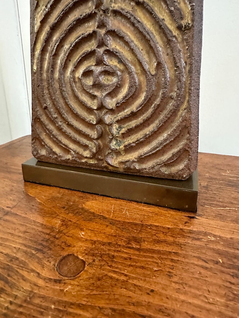 Heavy Ceramic Textural Trapezoidal Table Lamp, 1960's