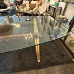 Exceptional Italian Walnut & Brass Base Conference/ Dining Table